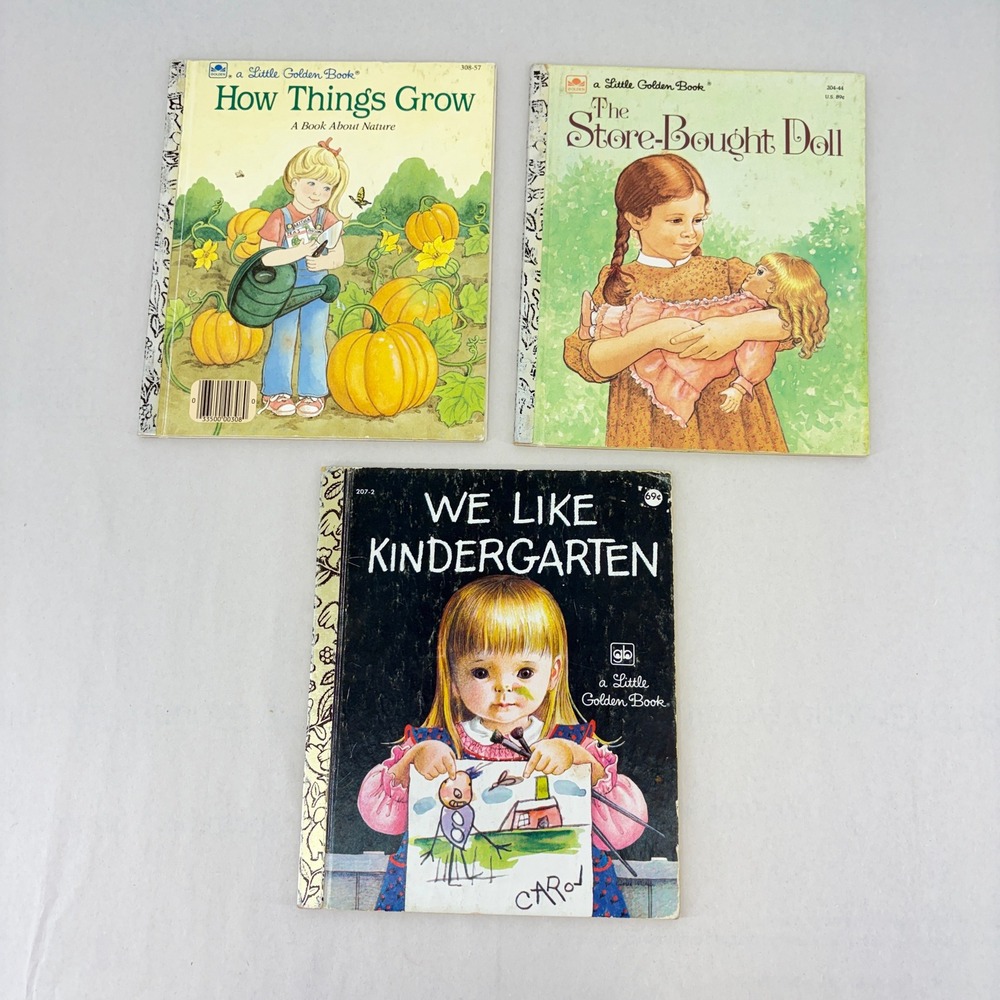 Vintage Little Golden Books Lot How Things Grow Store Bought Doll Kindergarten